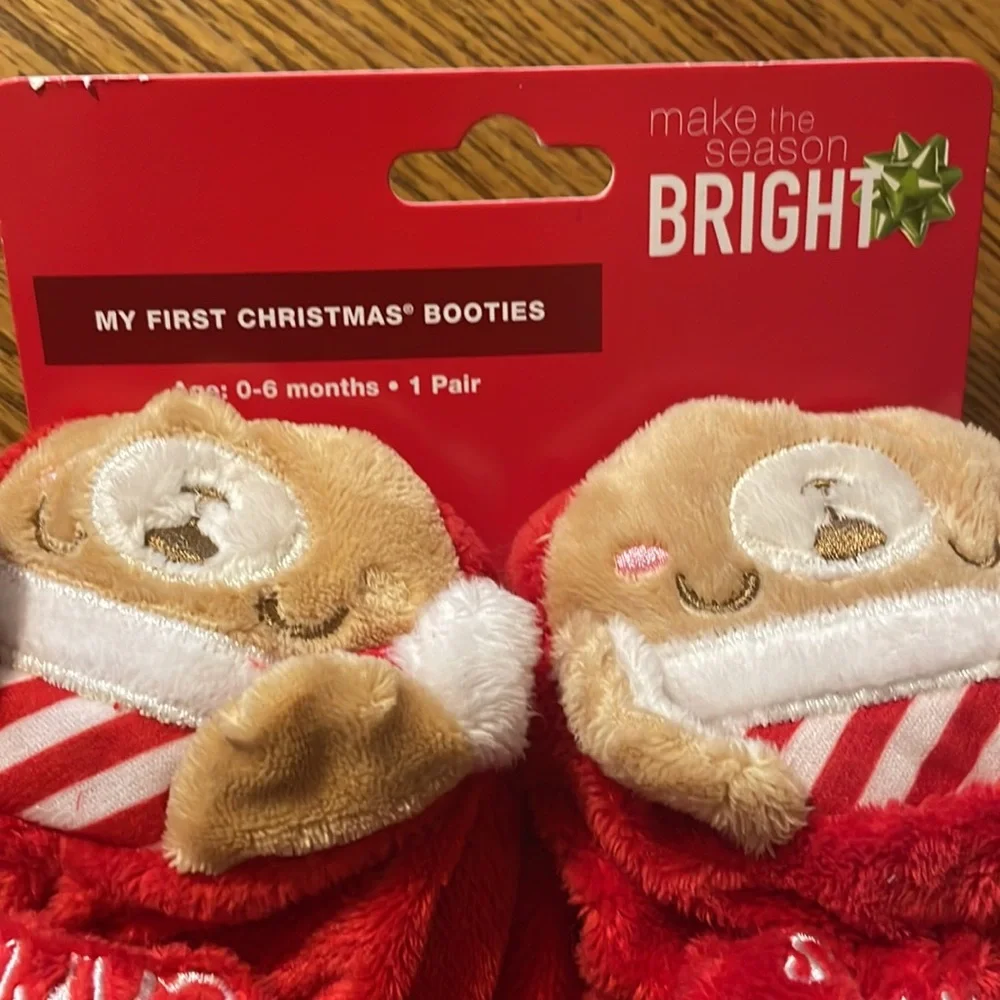 Babies first Christmas booties 0 to 6 months